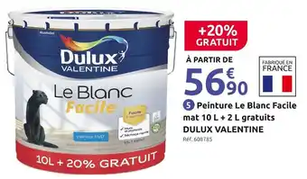 Mr Bricolage Dulux valentine peinture le blanc facile mat 10 l + 2 l gratuits offre