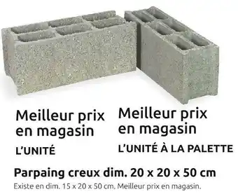 Parpaing creux dim. 20 x 20 x 50 cm