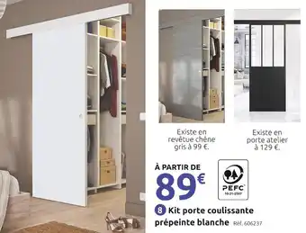 Mr Bricolage Kit porte coulissante prépeinte blanche offre