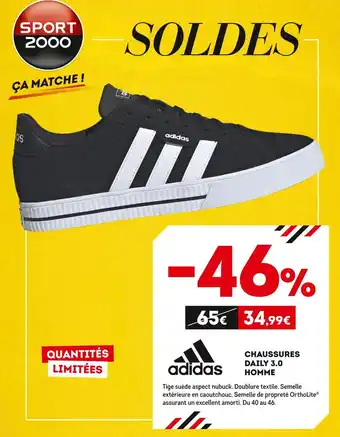 Sport 2000 Adidas chaussures daily 3.0 homme offre