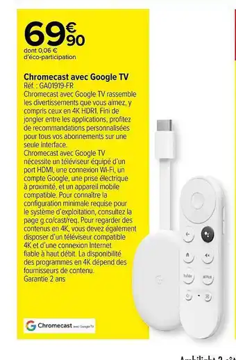 Carrefour Chromecast avec google tv offre