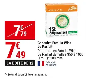 Gamm vert Le parfait capsules familia wiss offre