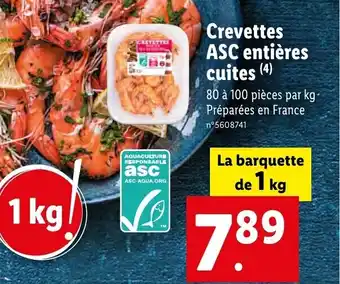 Lidl Crevettes ASC entières cuites (4) offre