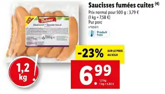Lidl Saucisses fumées cuites (4) offre