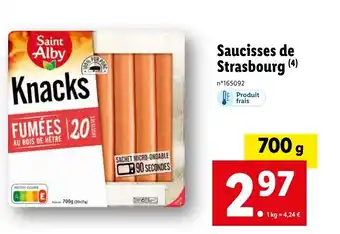 Lidl Saucisses de Strasbourg (4) offre