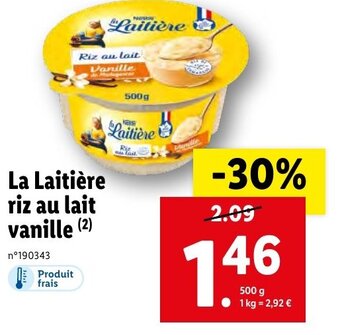 Lidl La Laitière riz au lait vanille (²) offre