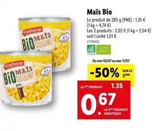 Lidl Maïs Bio offre