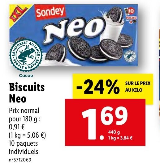 Promo Biscuits Neo chez Lidl