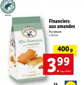Lidl Financiers aux amandes offre