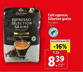 Lidl Café espresso Sélection grains offre