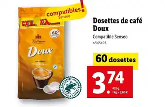 Lidl Dosettes de café Doux Compatible Senseo offre