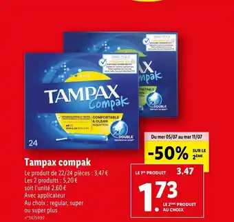 Lidl Tampax compak offre
