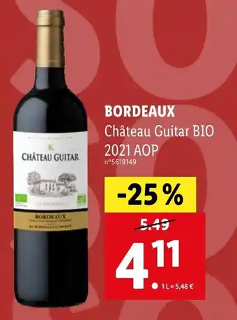 Lidl BORDEAUX Château Guitar BIO offre