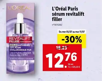 Lidl L'ORÉAL SÉRUM ANTI-RIDES 1,5% ACIDE HYALURONIQUE PUR Lisse et hydrate visiblement Réduit les rides [-47%] offre