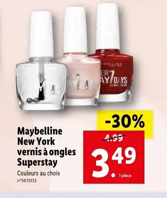 Lidl Maybelline New York vernis à ongles Superstay offre