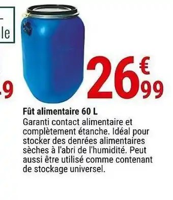Gamm vert Fut alimentaire 60l offre