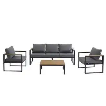Bricomarché Salon de jardin elona 5 places en aluminium coloris gris foncé avec housse offre
