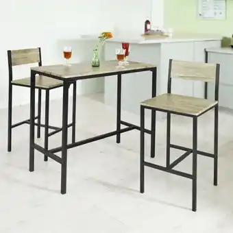 Sobuy ogt03-n ensemble table de bar + 2 chaises,table haute cuisine