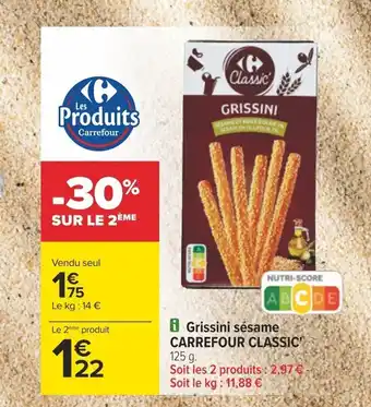 Carrefour i Grissini sésame CARREFOUR CLASSIC offre
