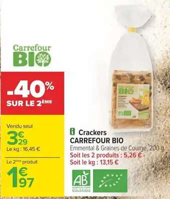 Carrefour i Crackers CARREFOUR BIO offre