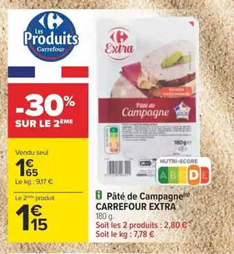 Carrefour Pâté de Campagne(a) CARREFOUR EXTRA 180 g. offre