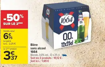 Carrefour Bière sans alcool 1664 offre