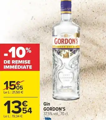 Carrefour Gin GORDON'S 37,5% vol., 70 cl. offre