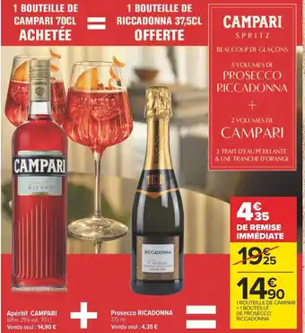 Carrefour Apéritif CAMPARI Bitter, 25% vol., 70 cl. Vendu seul : 14,90 € offre