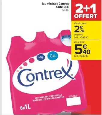 Carrefour Eau minérale Contrex CONTREX 6x1L. offre