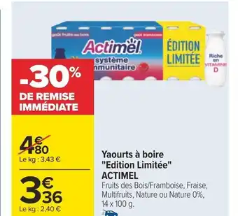 Carrefour Yaourts à boire "Edition Limitée" ACTIMEL offre