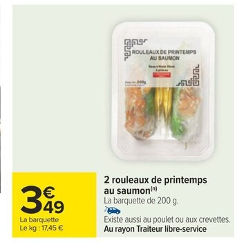 Carrefour 2 rouleaux de printemps au saumon(n) offre