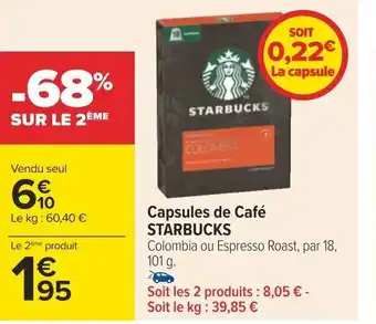 Carrefour Capsules de Café STARBUCKS offre