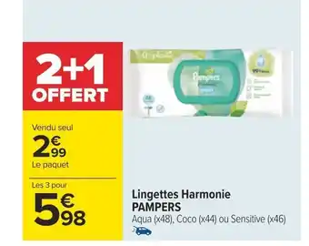 Carrefour Lingettes Harmonie PAMPERS offre