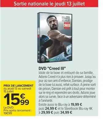 Carrefour DVD "Creed III" offre