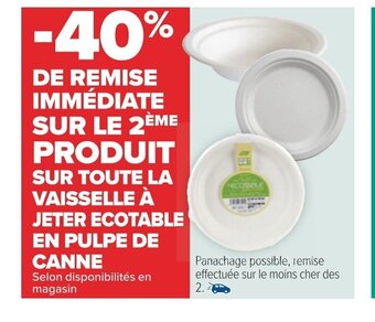 Carrefour SUR TOUTE LA VAISSELLE À JETER ECOTABLE offre