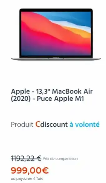 Apple - 13,3" MacBook Air (2020) - Puce Apple M1
