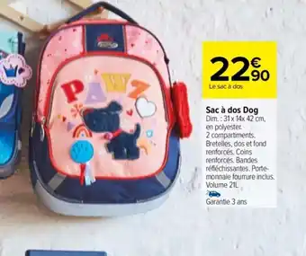 Carrefour Sac à dos Dog Dim.: 31 x 14x 42 cm, en polyester. offre