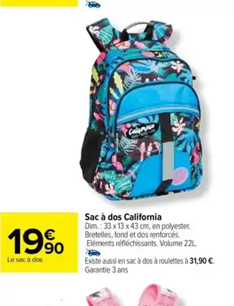 Carrefour Sac à dos California offre