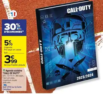 Carrefour Agenda scolaire "CALL OF DUTY" offre