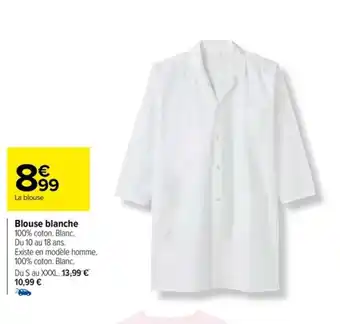 Carrefour Blouse blanche 100% coton. Blanc. offre