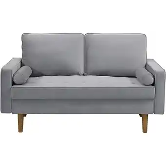 E.Leclerc Canapé fixe en velours yannick - 82 x 147 x 86 cm - 2 places - gris clair. offre