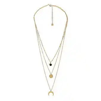 E.Leclerc Collier astral en acier doré orné de cristaux swarovski avec pierre crystal noir offre