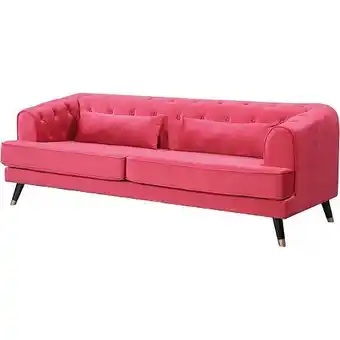 E.Leclerc Canapé fixe en velours gloria - 216 x 86 x 76 cm - 3 places - rouge offre