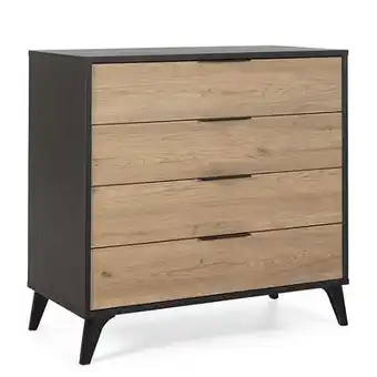 E.Leclerc Commode de rangement koln 4 tiroirs couleur noire/bois offre