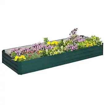 E.Leclerc Carré potager de jardin dim. 241l x 90l x 30h cm tôle d'acier ondulée vert foncé offre