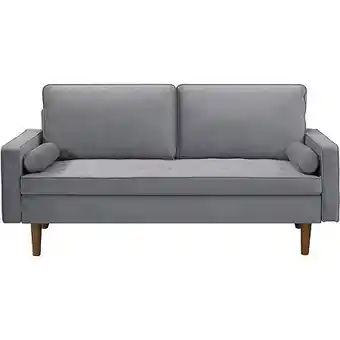 E.Leclerc Canapé fixe en velours yannick - 82 x 179 x 86 cm - 3 places - gris clair offre
