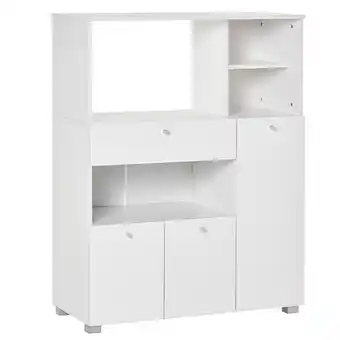E.Leclerc Homcom meuble de cuisine multi-rangements 2 placards 4 niches tiroir coulissant dim. 90l x 40l x 120h cm panneaux particules offre