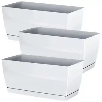 E.Leclerc 3x jardinière en plastique coubi case p en blanc 29 (long) x 14,2 (large) x 13,6 (haut) cm offre