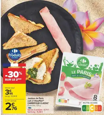 Carrefour Carrefour classic' jambon de paris cuit à l'étouffée offre