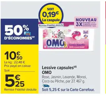 Carrefour Omo lessive capsules offre